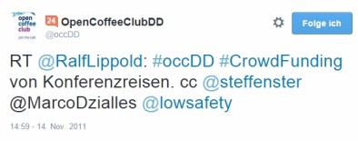 stARTreise Tweet beim OpenCoffeeClubDresden